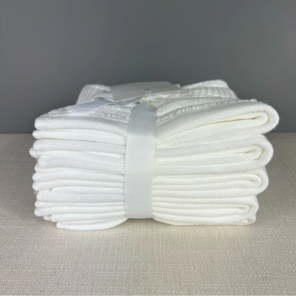 Hotel Balfour Wash Cloth Set Waffle Weave White 100% Cotton Luxury Spa 5 pc NEW